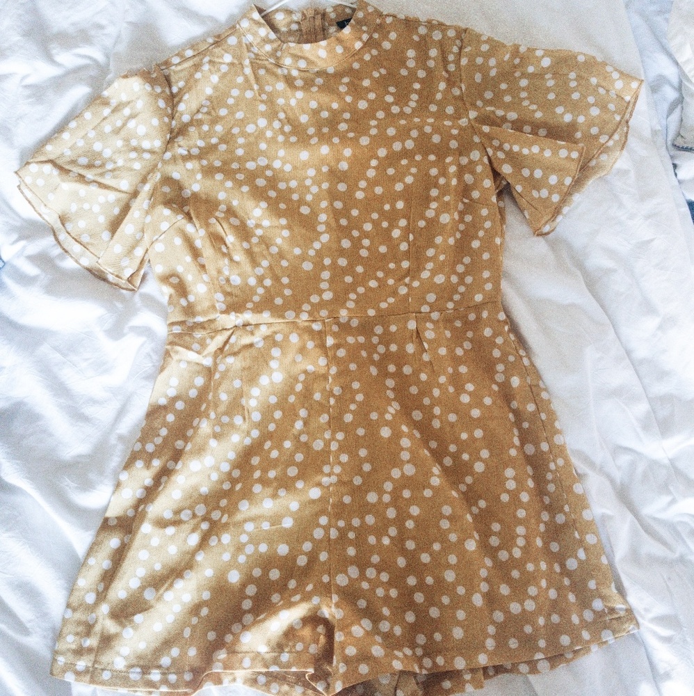 Boohoo Yellow Polka Dot Romper